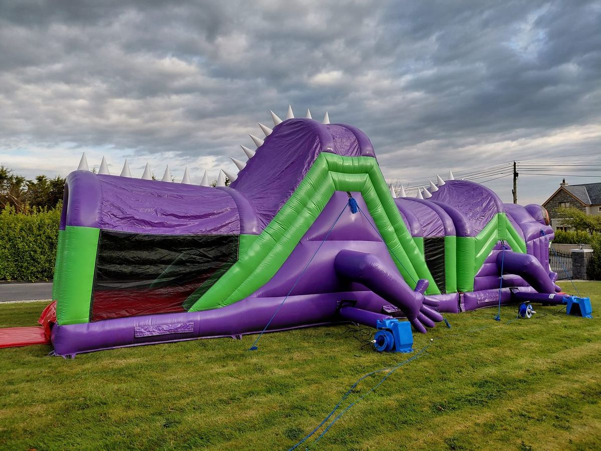 Purple and green spike obstacle course